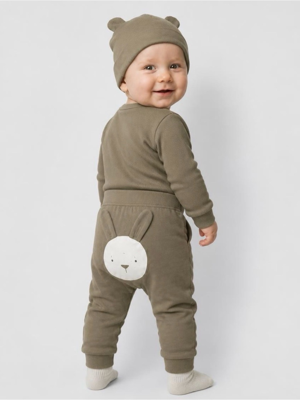 Bunnies by the Bay Organic Cotton Kauaa Sage Green Baby Matching Set 3-6 Mos